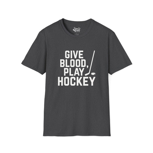 Give Blood Play Hockey Adult Unisex Basic T-Shirt