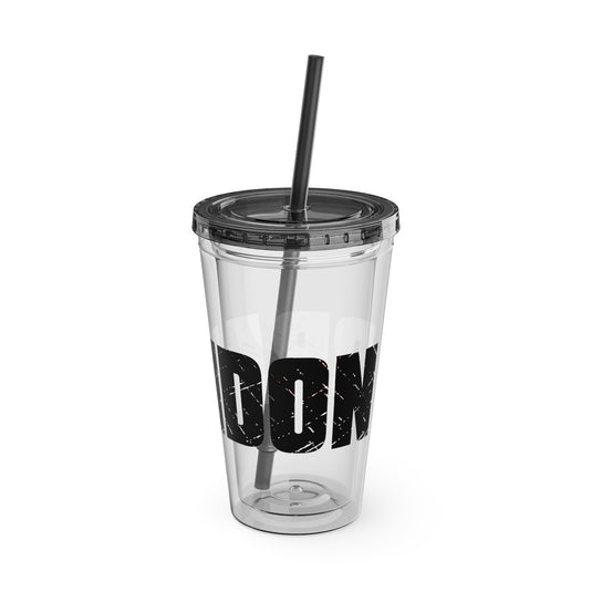 Football 16 oz Sunsplash Tumbler with Straw w/Custom Name