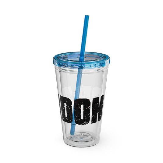 Football 16 oz Sunsplash Tumbler with Straw w/Custom Name