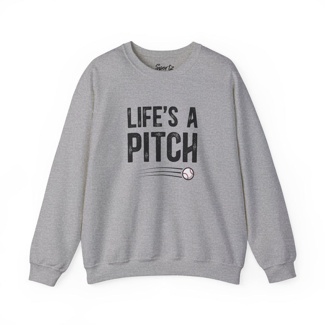 Life's a Pitch Baseball Adult Unisex Crewneck Sweatshirt