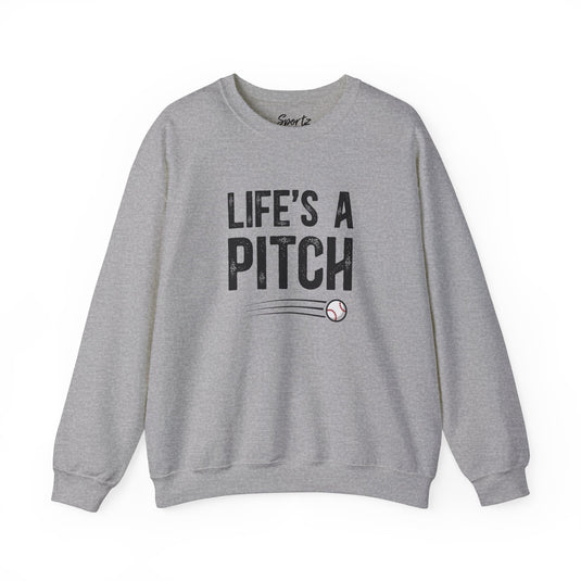 Life's a Pitch Baseball Adult Unisex Basic Crewneck Sweatshirt