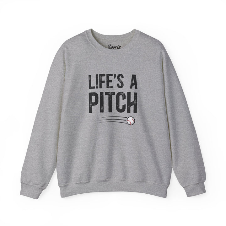 Life's a Pitch Baseball Adult Unisex Crewneck Sweatshirt
