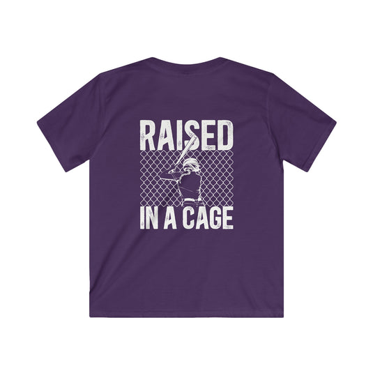 Raised in a Cage Softball Unisex Youth Basic T-Shirt