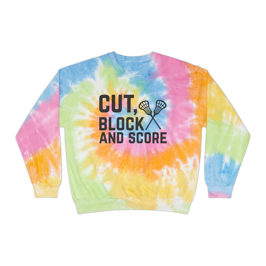 Cut Block and Score Lacrosse Adult Unisex Tie-Dye Crewneck Sweatshirt