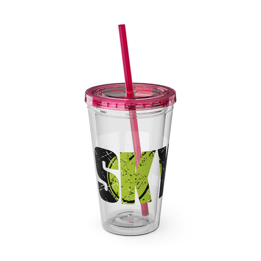 Tennis 16 oz Sunsplash Tumbler with Straw w/Custom Name