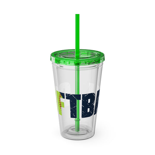 Softball 16 oz Sunsplash Tumbler with Straw