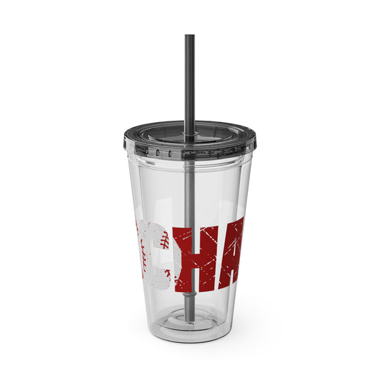 Baseball 16 oz Sunsplash Tumbler with Straw w/Custom Name