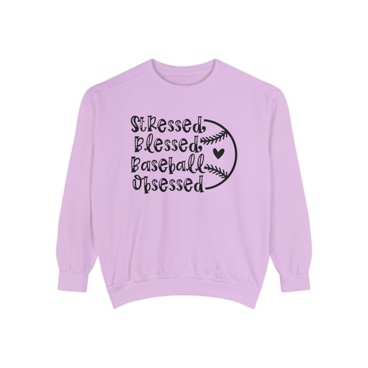 Stressed Blessed Baseball Obsessed Adult Unisex Premium Crewneck Sweatshirt