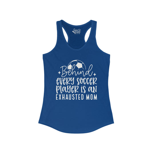 Behind Every Soccer Player Adult Women's Racerback Tank