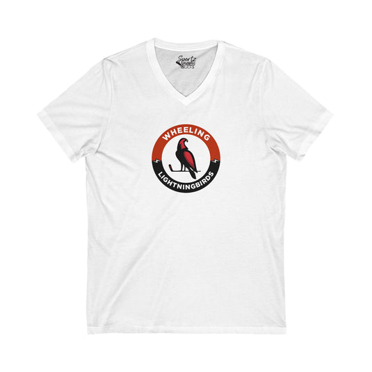 Wheeling Lightningbirds Unisex Adult Women's V-Neck T-Shirt