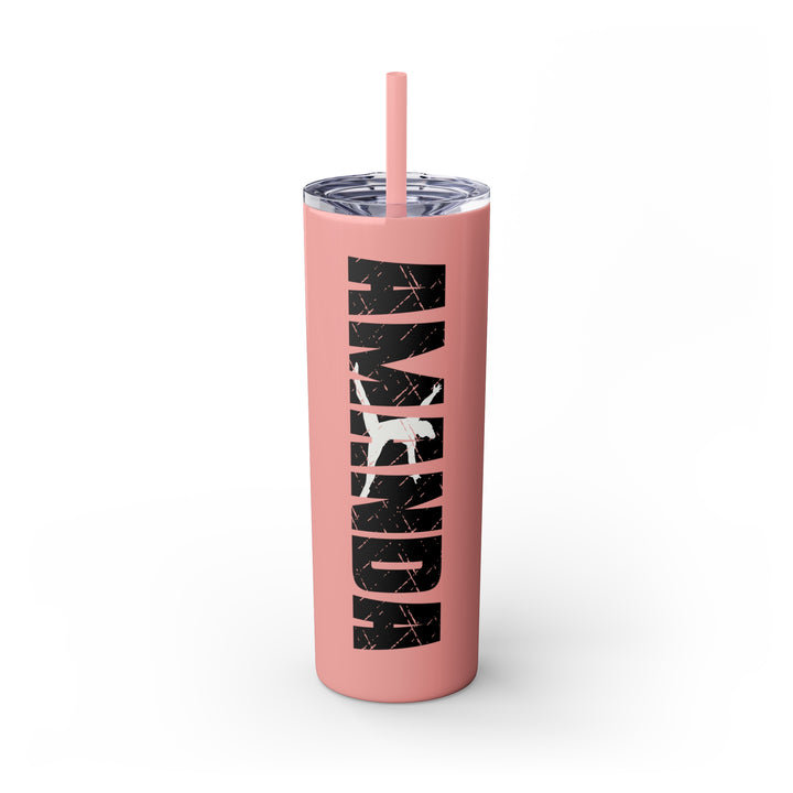 Gymnastics 20oz Skinny Tumbler with Straw w/Custom Name