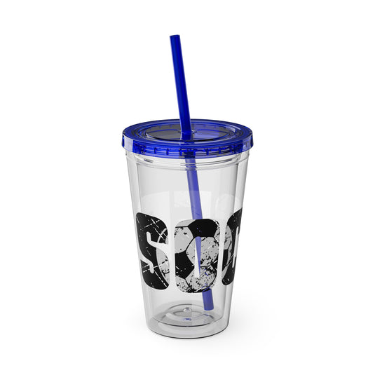 Soccer 16 oz Sunsplash Tumbler with Straw