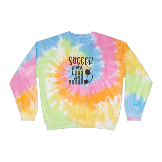 Soccer Mom Loud and Proud Adult Unisex Tie-Dye Crewneck Sweatshirt