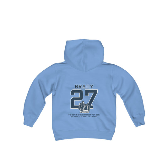 Iron Knights Youth Hooded Sweatshirt W/Name, Number & Bible Verse- Block Design