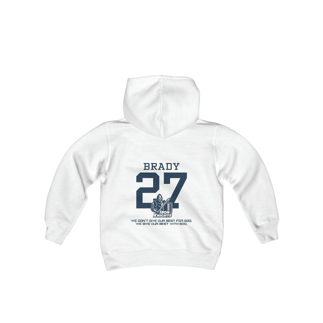 Iron Knights Youth Hooded Sweatshirt W/Name, Number & Bible Verse- Block Design