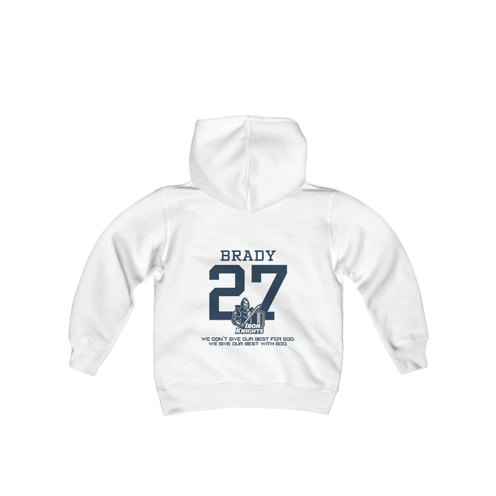 Iron Knights Youth Hooded Sweatshirt W/Name, Number & Bible Verse- Block Design