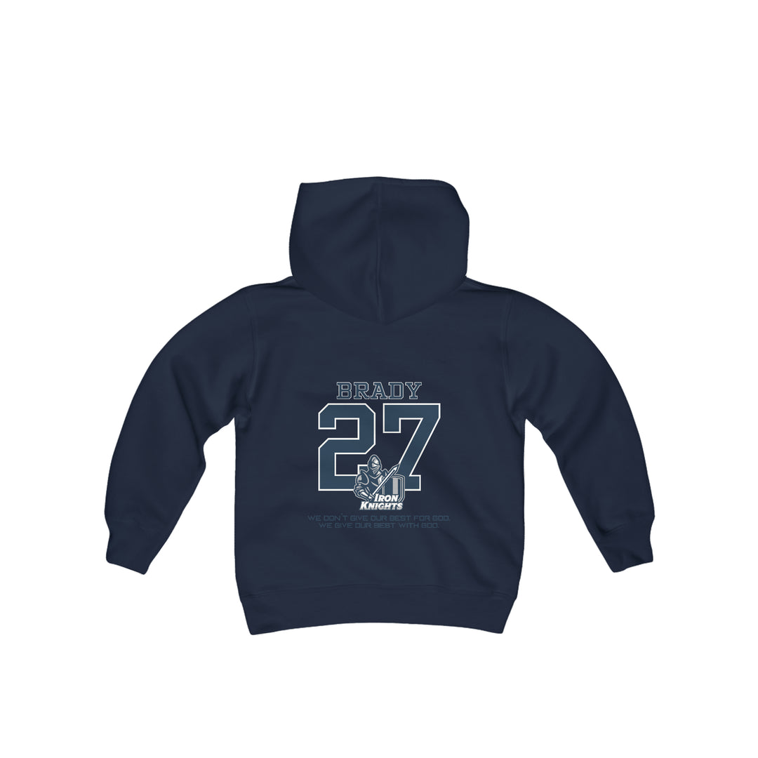 Iron Knights Youth Hooded Sweatshirt W/Name, Number & Bible Verse- Block Design