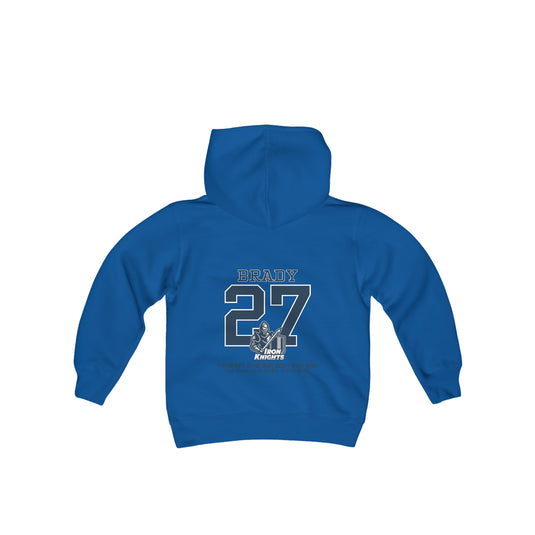 Iron Knights Youth Hooded Sweatshirt W/Name, Number & Bible Verse- Block Design