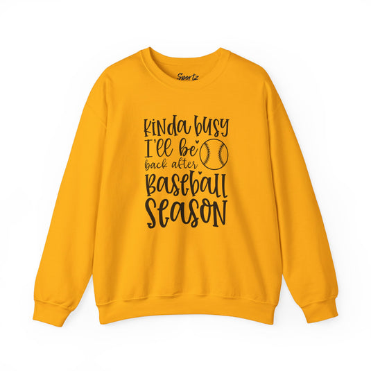 Kinda Busy Baseball Adult Unisex Basic Crewneck Sweatshirt