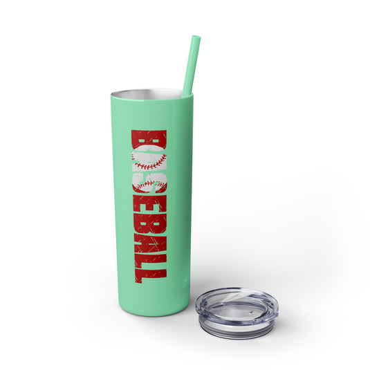 Baseball 20oz Skinny Tumbler with Straw in Matte or Glossy