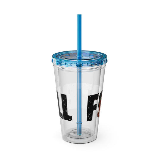 Football 16 oz Sunsplash Tumbler with Straw