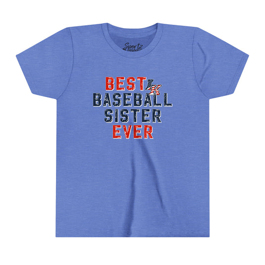 Iron Knights Youth Mid-Level T-Shirt - Best Baseball Sister Ever Design w/Flag Logo