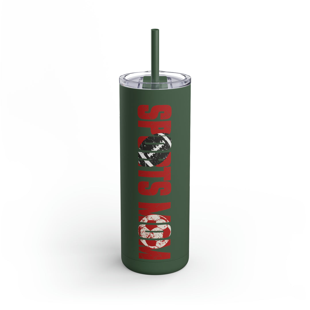 Sports Mom w/Football & Soccer Ball 20oz Skinny Matte Tumbler