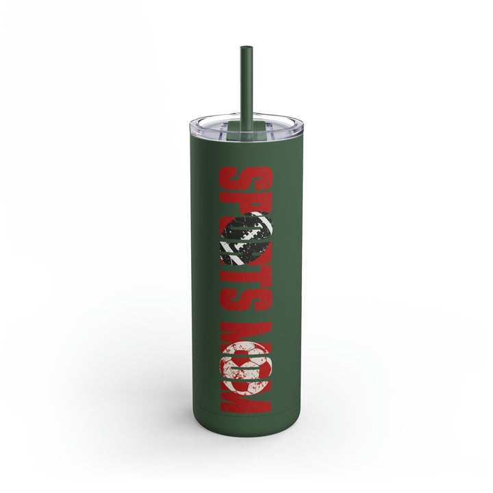 Sports Mom w/Football & Soccer Ball 20oz Skinny Matte Tumbler