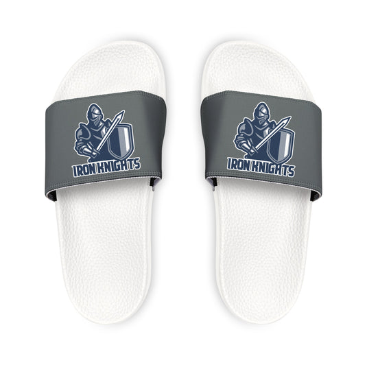 Iron Knights Youth Slide Sandals - Knight Design w/Dark Grey Background