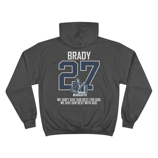 Iron Knights Champion Adult Unisex Hoodie W/Name, Number & Bible Verse - All White Design