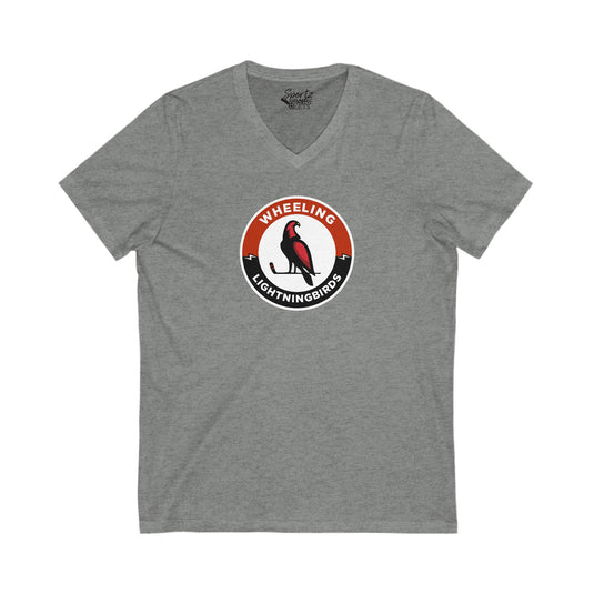 Wheeling Lightningbirds Unisex Adult Women's V-Neck T-Shirt