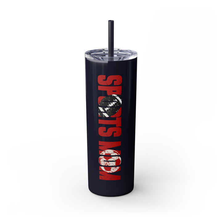 Sports Mom w/Football & Soccer Ball 20oz Skinny Tumbler