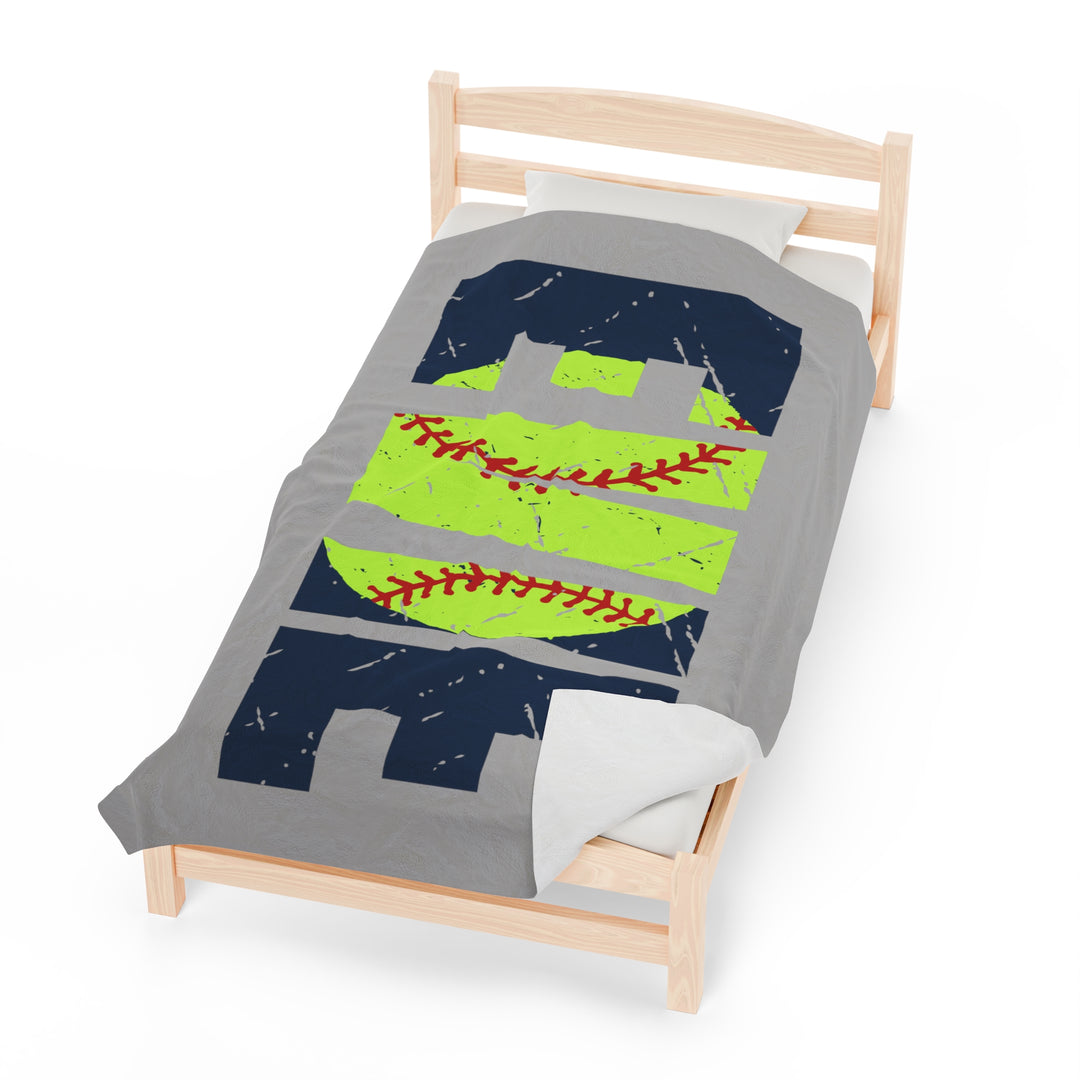 Softball Plush Blanket w/Custom Name