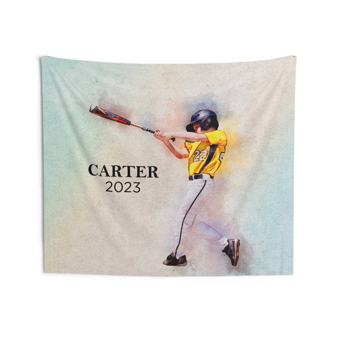 Indoor Wall Tapestry w/Watercolor Effect