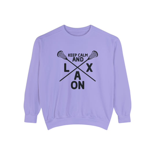 Keep Calm and LAX On Lacrosse Adult Unisex Premium Crewneck Sweatshirt