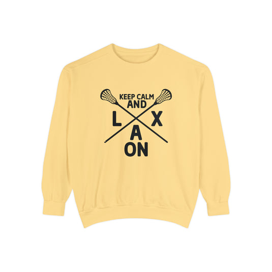 Keep Calm and LAX On Lacrosse Adult Unisex Premium Crewneck Sweatshirt