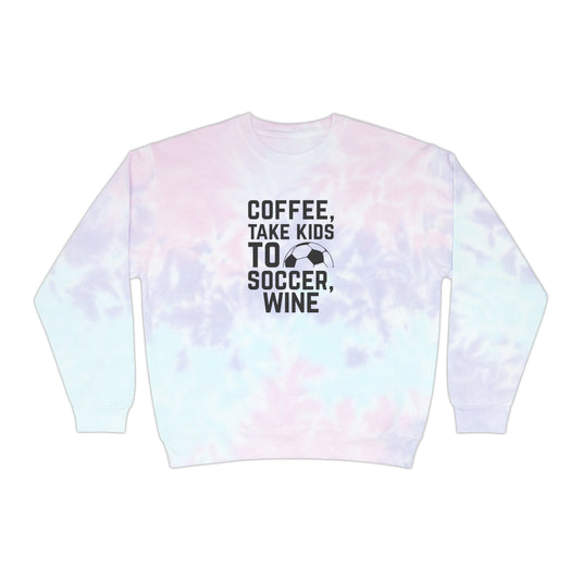 Coffee Take Kids to Soccer Wine Adult Unisex Tie-Dye Crewneck Sweatshirt