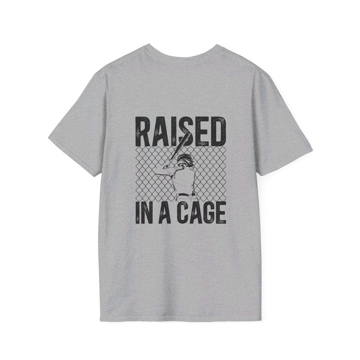 Raised in a Cage Softball Unisex Adult T-Shirt