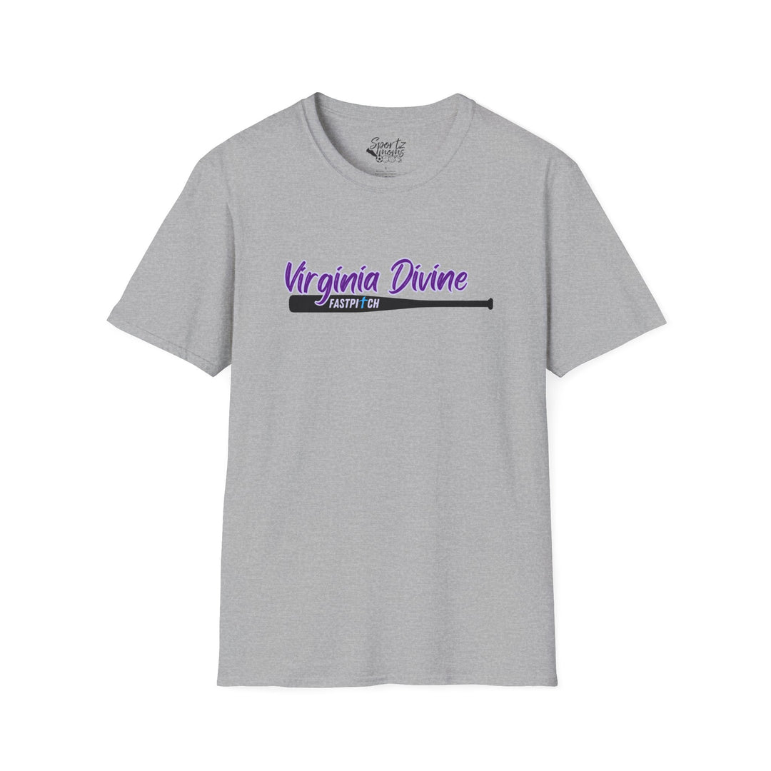 Virginia Divine Sports Unisex Adult T-Shirt - Softball Pattern Design w/Name & Number on back