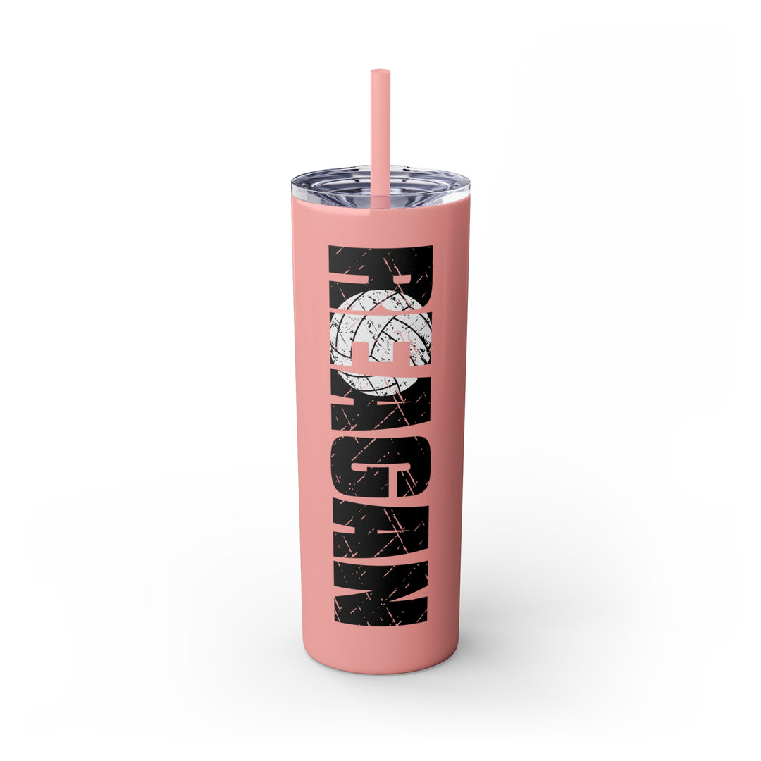 Volleyball 20oz Skinny Tumbler with Straw w/Custom Name
