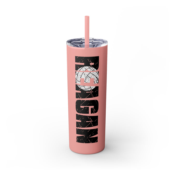 Volleyball 20oz Skinny Tumbler with Straw w/Custom Name