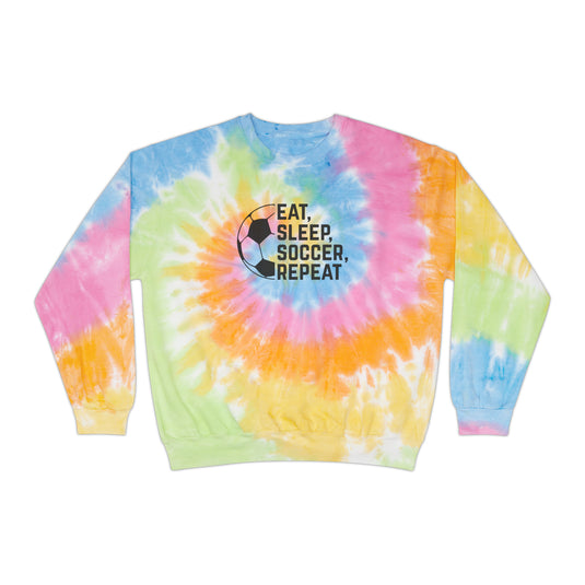 Eat Sleep Soccer Repeat Adult Unisex Tie-Dye Crewneck Sweatshirt