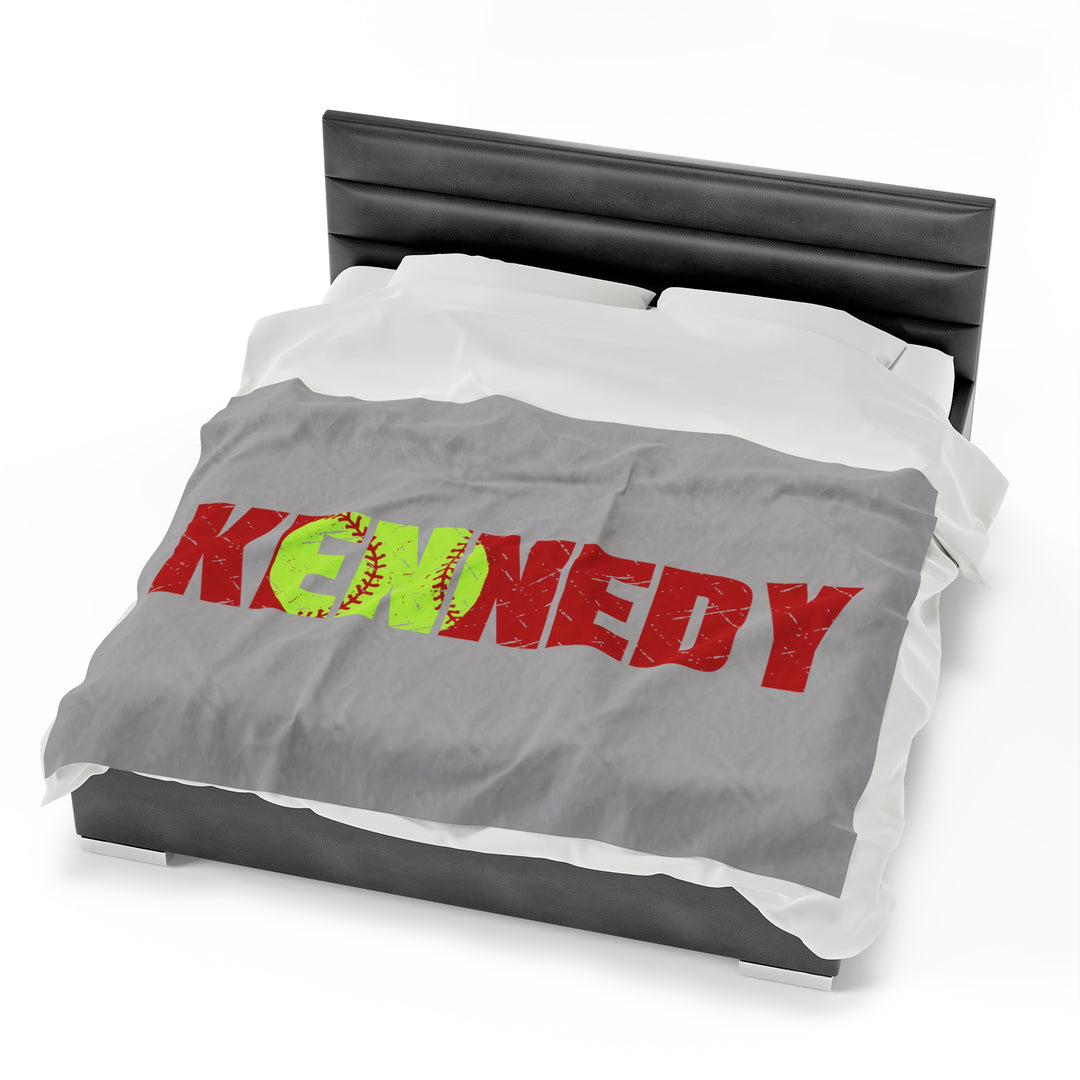 Softball Plush Blanket w/Custom Name