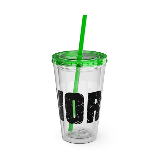 Basketball 16 oz Sunsplash Tumbler with Straw w/Custom Name