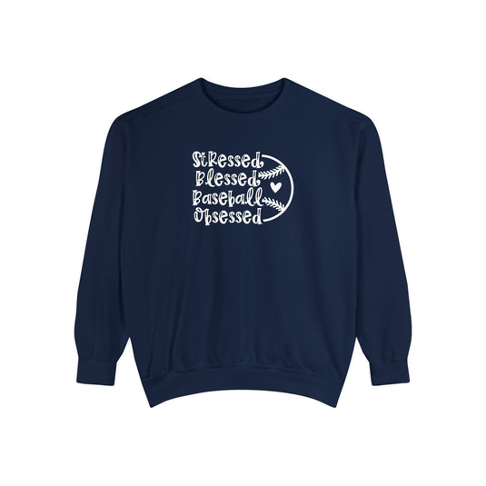 Stressed Blessed Baseball Obsessed Adult Unisex Premium Crewneck Sweatshirt