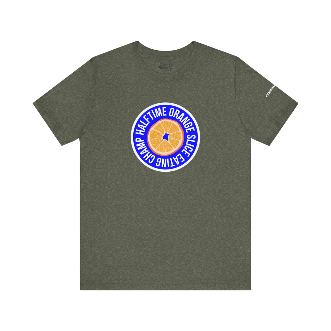 College Station Soccer Club Vanguard Unisex Adult T-Shirt - Half Time Orange Slice Eating Champ