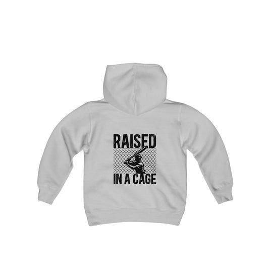 Raised in a Cage Baseball Unisex Youth Hooded Sweatshirt