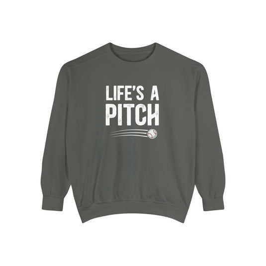 Life's a Pitch Baseball Adult Unisex Premium Crewneck Sweatshirt