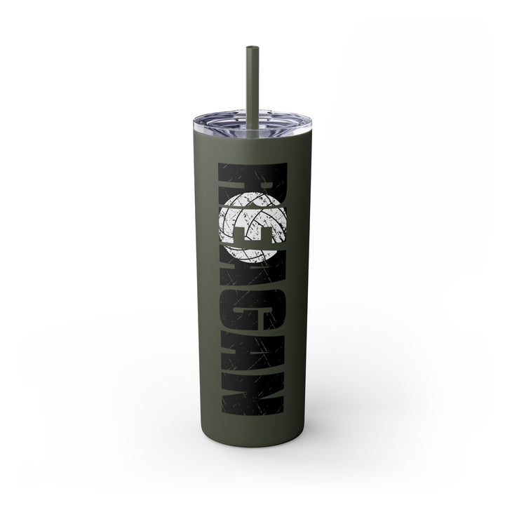 Volleyball 20oz Skinny Tumbler with Straw w/Custom Name
