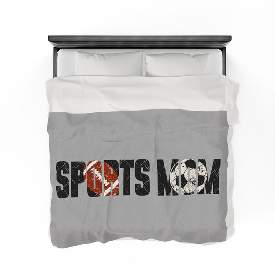 Sports Mom w/Football & Soccer Ball Plush Blanket